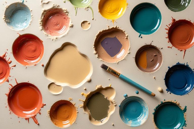 En palett som viser ulike farger og teksturer for keramisk glasering.